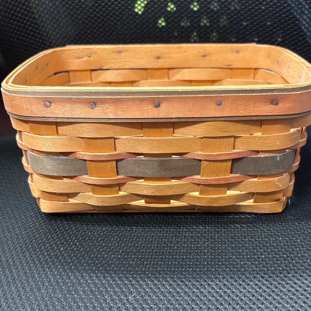 Longaberger Rectangular Woven Basket in Brown and Dark Brown